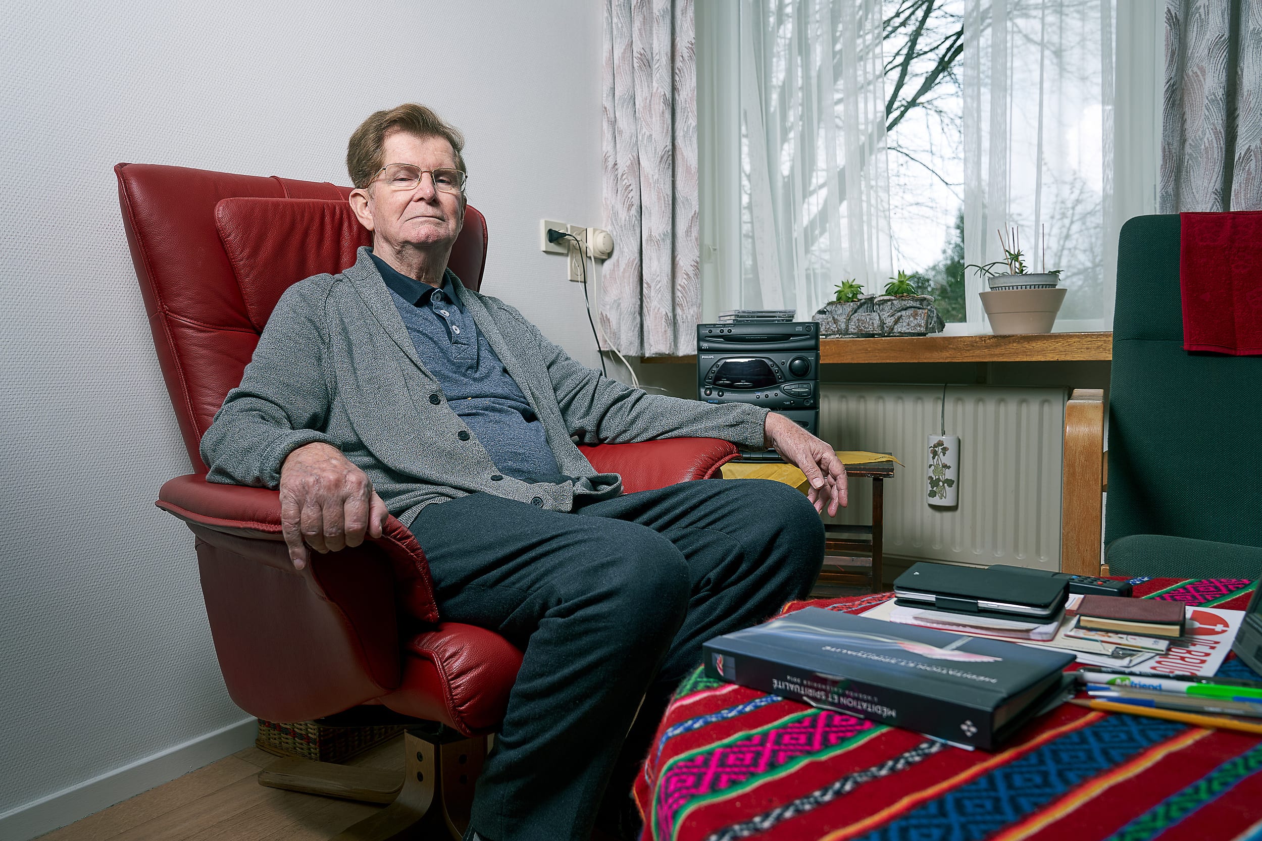 Missionary photographed at home